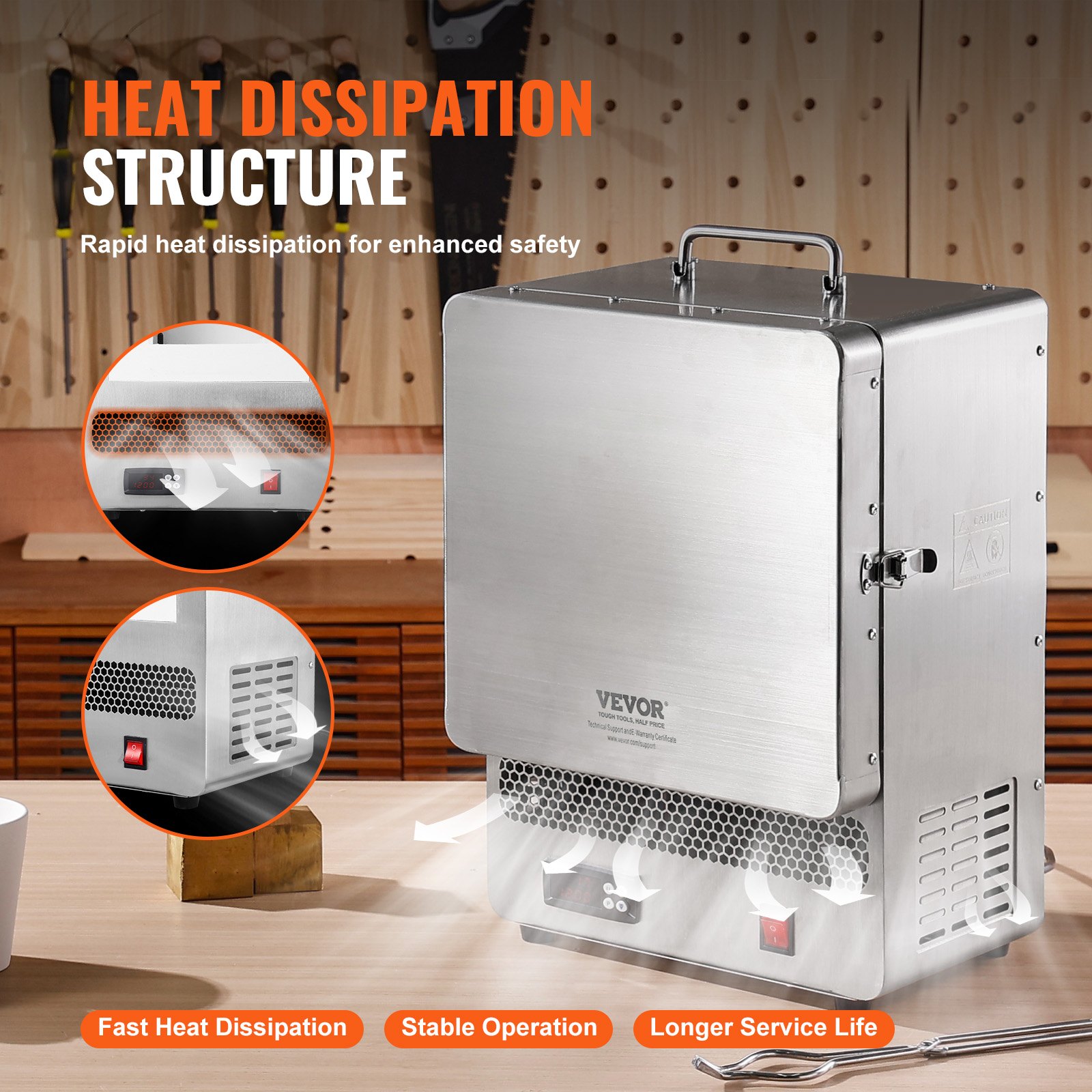 Tabletop Kiln Melter, 1500W Electric Kiln, 2192 F Max Temperature, Precise Control, Stainless Steel, Gold Melting… - 6