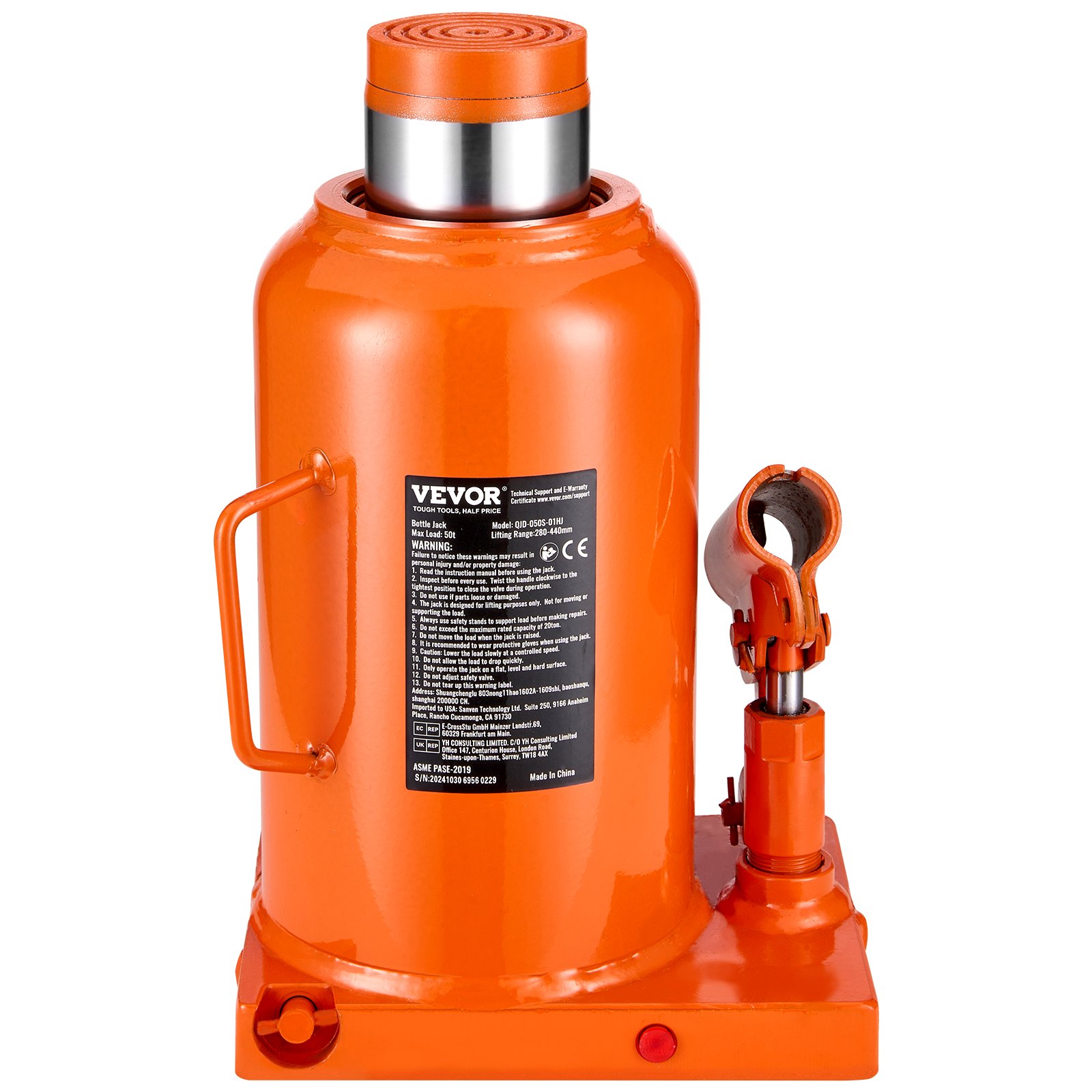 Hydraulic Bottle Jack, 50 Ton/110231 Lbs Welded Bottle Jack With 11''-17.32'' Lifting Range & 3-Section Long Handle, For Car, Pickup, Truck, RV, Auto Repair, Industrial Engineering - Image 1