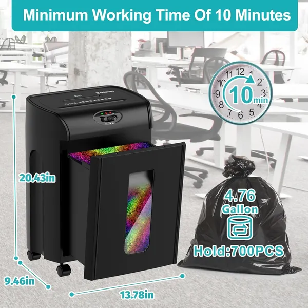 Woolsche Paper Shredder, 16-Sheet Cross Cut With 4.76-Gallon Pull Out Basket, P-4 Security Level, 3-Mode Design Shred Paper And CD/Credit Card, Durable&Fast With Jam Proof System Shredder For Office