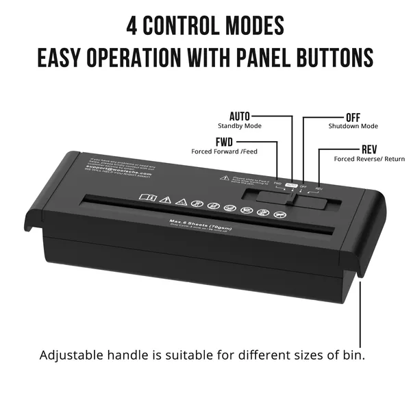 Small Paper Shredder For Home, 6 Sheet Strip Cut Paper Shredder Without Basket,Portable Shredder Extendable Arm Design With Overheat Protection For Home Office
