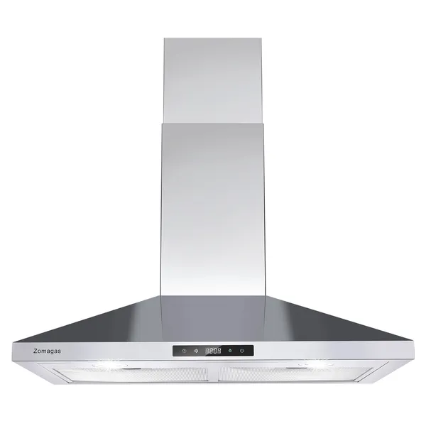 30 Inch Range Hood Wall Mounted 450 CFM Touch Panel Kitchen Stainless Steel Vented