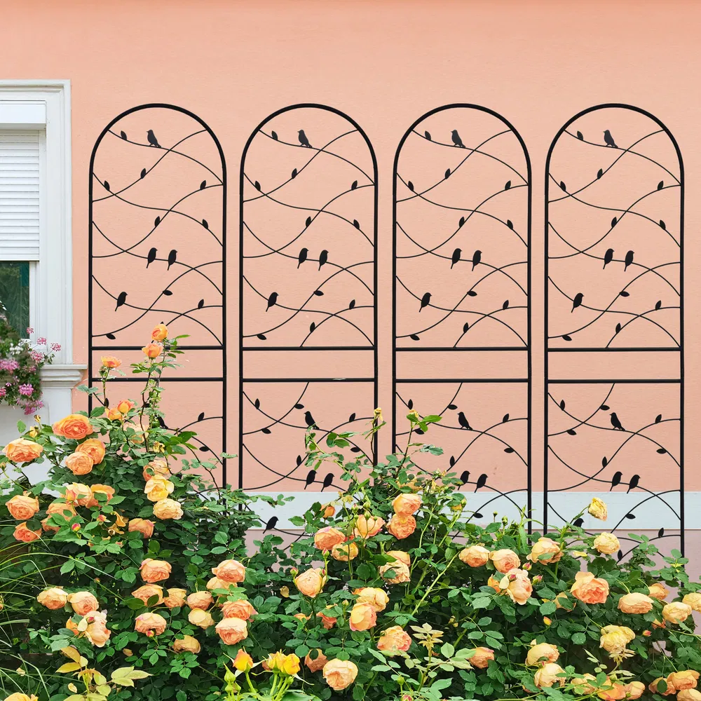 4 Pack Metal Garden Trellis 71" X 19.7" Rustproof Trellis For Climbing Plants Outdoor Flower Support Bird Deco Black Black - Shop at LoveMi