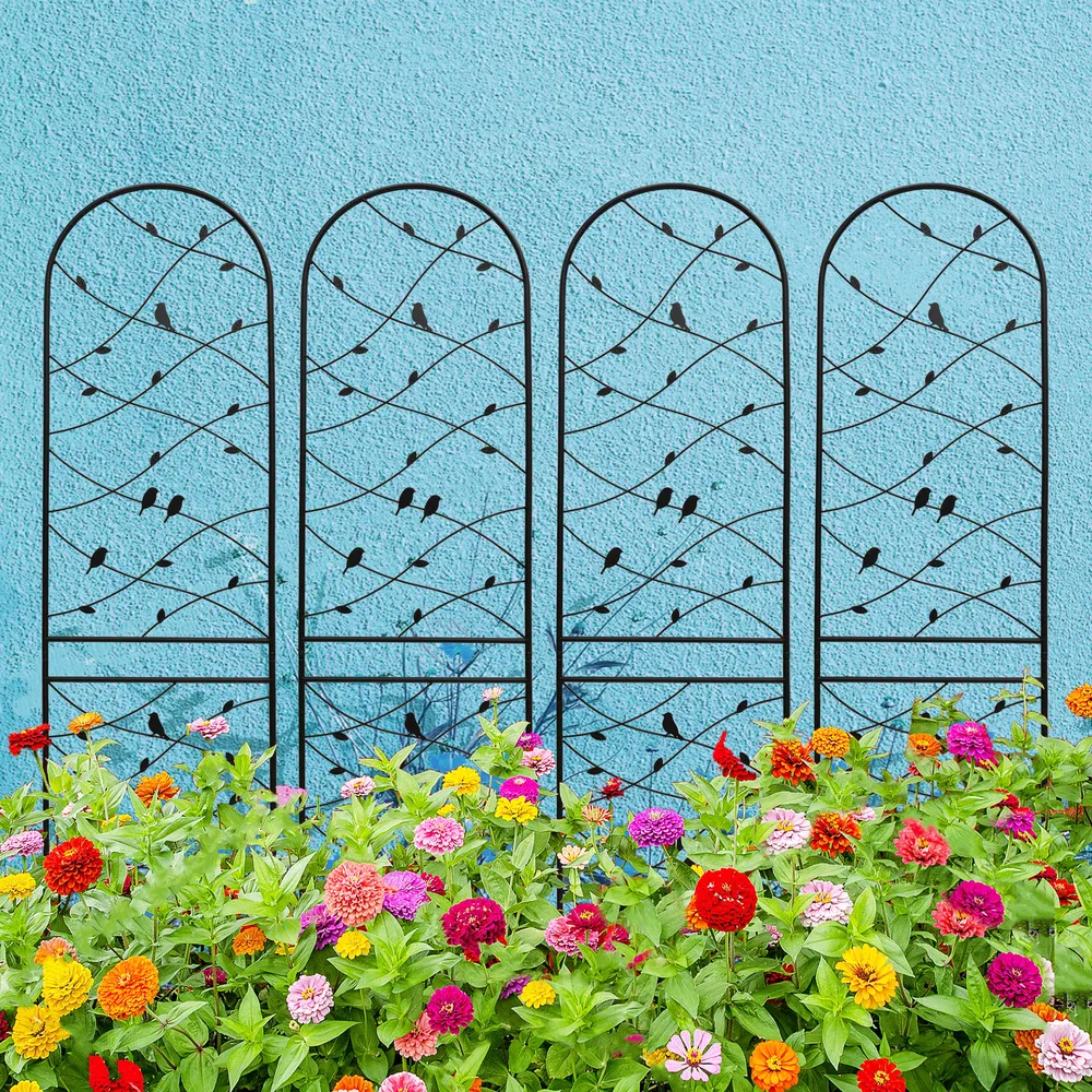 4 Pack Metal Garden Trellis 86.7" X 19.7" Rustproof Trellis For Climbing Plants Outdoor Flower Support Bird Deco Black Black - Shop at LoveMi