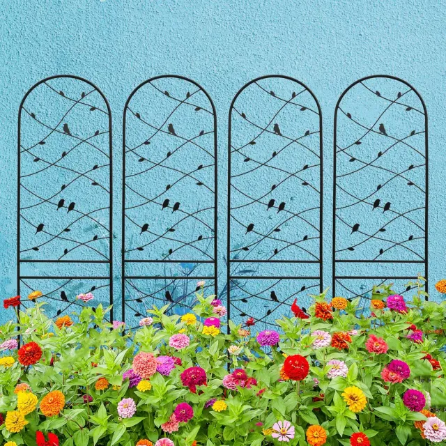 4 Pack Metal Garden Trellis 86.7" X 19.7" Rustproof Trellis For Climbing Plants Outdoor Flower Support Bird Deco Black Black - Shop at LoveMi