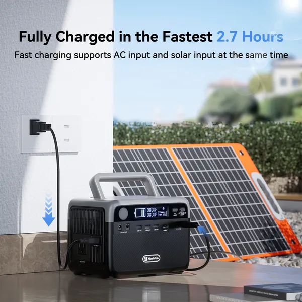 Flashfish 300W Power Station + 60W Solar Panel 230.4Wh LiFePO4 (Peak 600W) Solar Generator AC Outlets Portable Power Station,Power Bank, Battery Backup For Hurricane Emergency/Outdoor Camping — foto 4