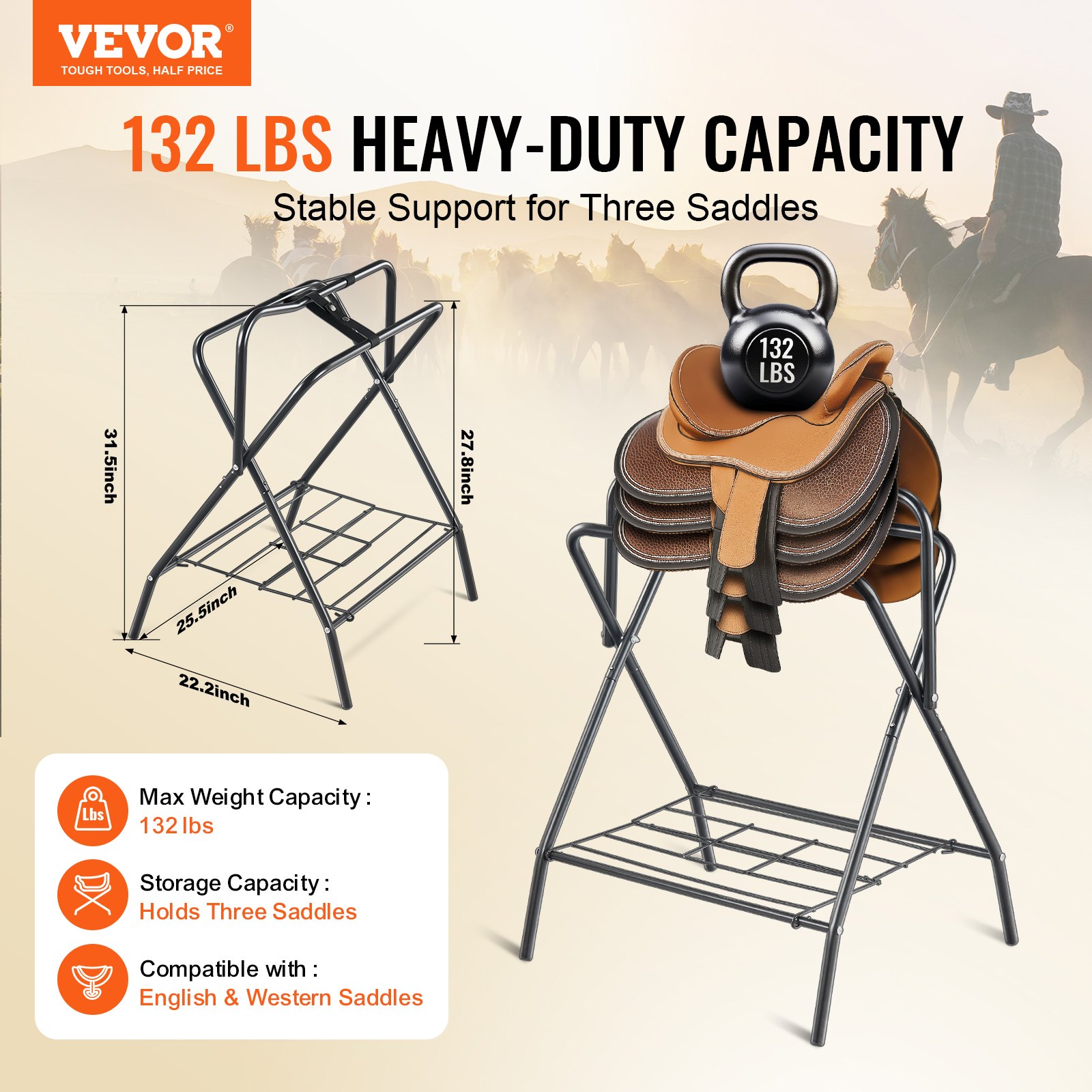 Folding Freestanding Saddle Rack