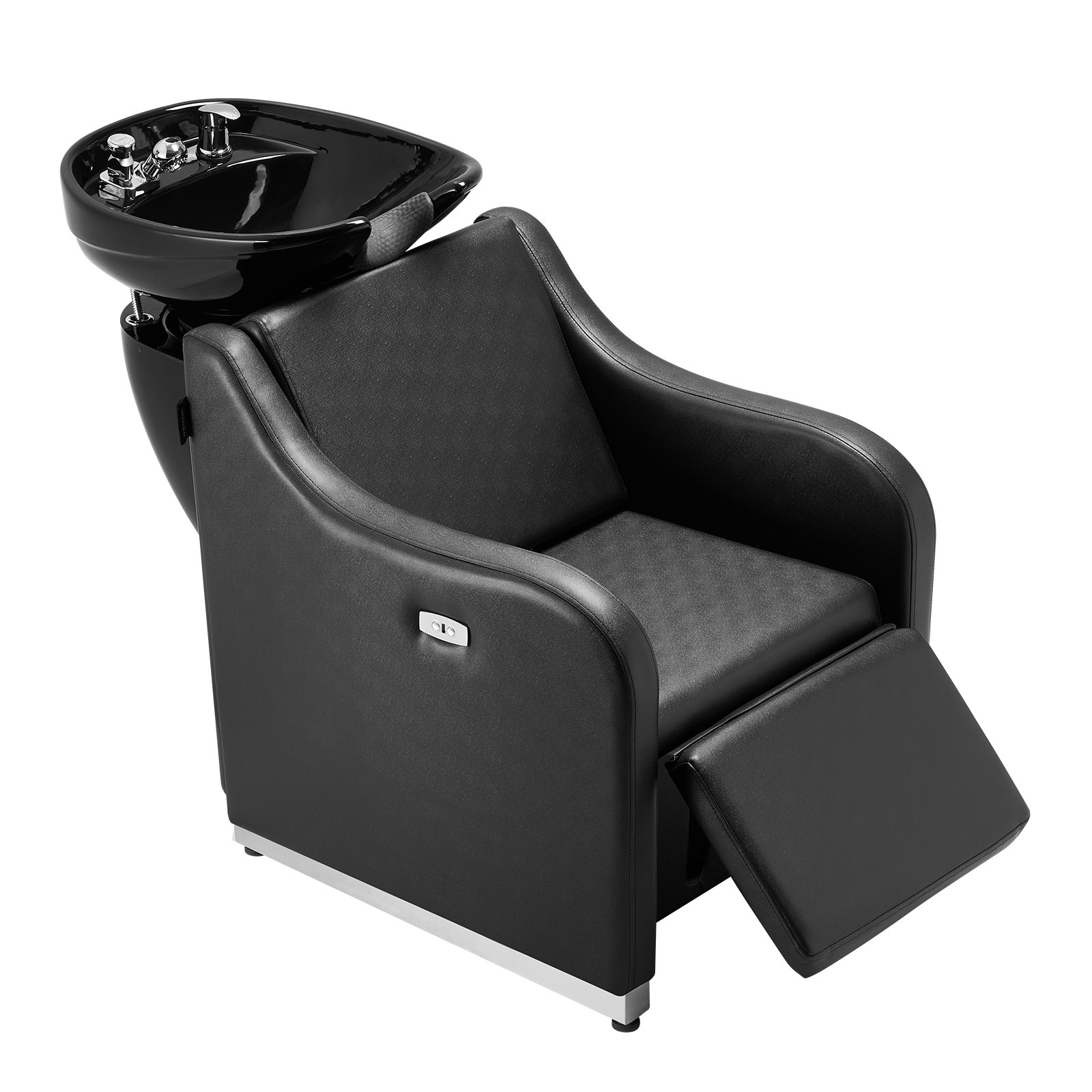 Shampoo Backwash Chair, 661.4LBS Loading Barbershop Hair Washing Station With Electric Adjustable Footrest & Ceramic Bowl, Backwash Salon Shampoo Chair, Beauty Spa Hairdressing Massage Equipment - Image 1
