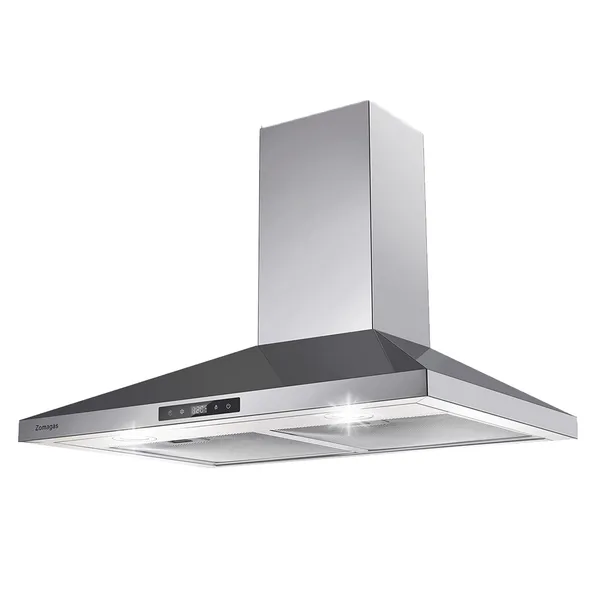 30 Inch Range Hood Wall Mounted 450 CFM Touch Panel Kitchen Stainless Steel Vented