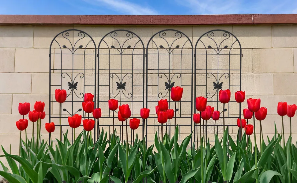 4 Pack Metal Garden Trellis 86.7" X 19.7" Rustproof Trellis For Climbing Plants Outdoor Flower Support