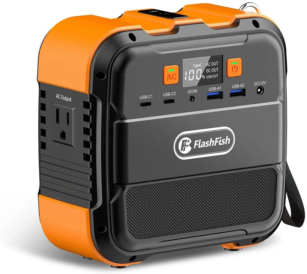 Flashfish 120w Portable Power Station, 98Wh/26400mAh Solar Generator Backup Power Battery Pack With AC/DC/Type-c/USB/Flashlight, 110v Power Bank For Charging Laptop Phone Tablet In