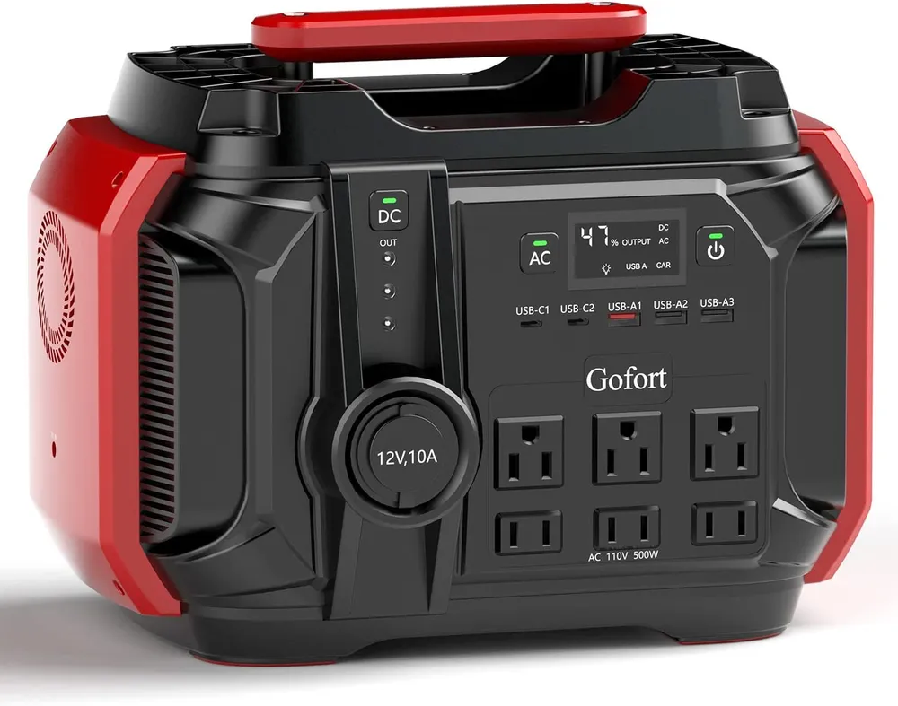 GOFORT Portable Power Station 540Wh/500W(Peak 1000W) 6 X AC 110V Outlets PD 60W