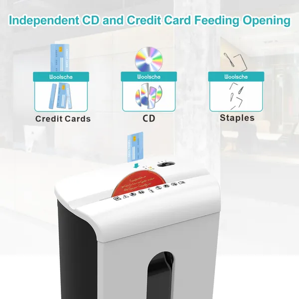Woolsche Paper Shredder – P-4 Security, 15-Sheet Cross-Cut with 5.8-Gallon Pull-Out Bin (Paper & Credit Cards) - Image 2