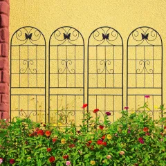 4 Pack Metal Garden Trellis 71" X 19.7" Rustproof Trellis For Climbing Plants Outdoor Flower Support Black - Black - View 1