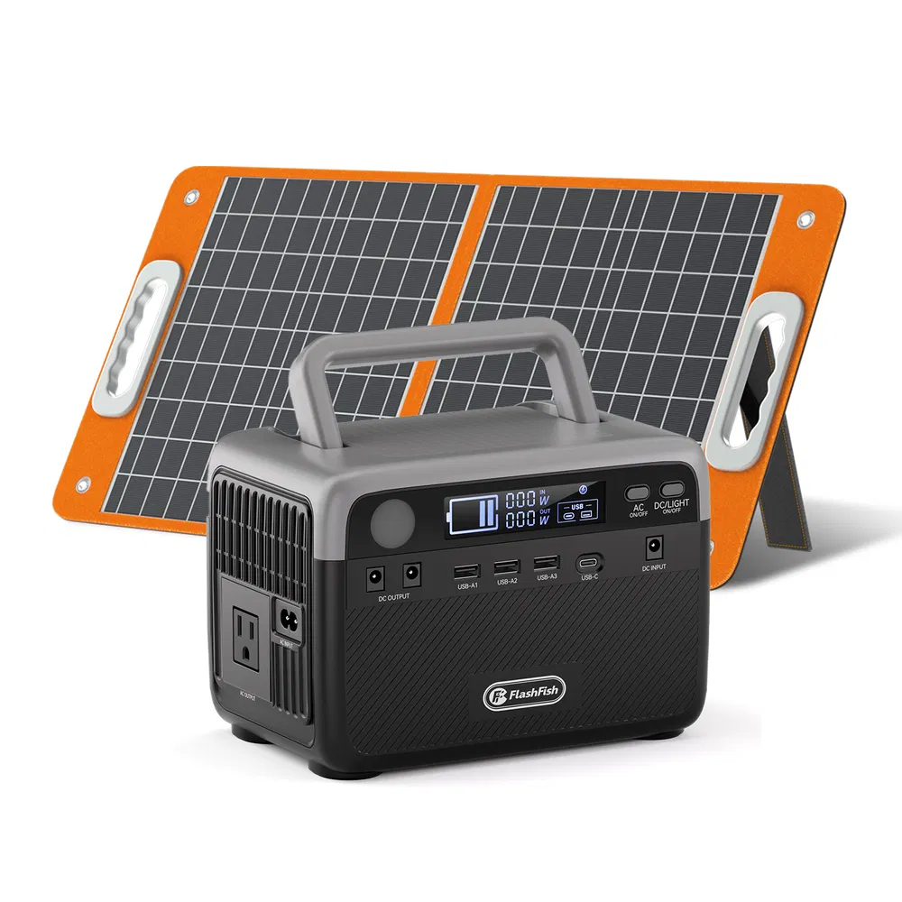 Flashfish 300W Power Station + 60W Solar Panel 230.4Wh LiFePO4 (Peak 600W) Solar