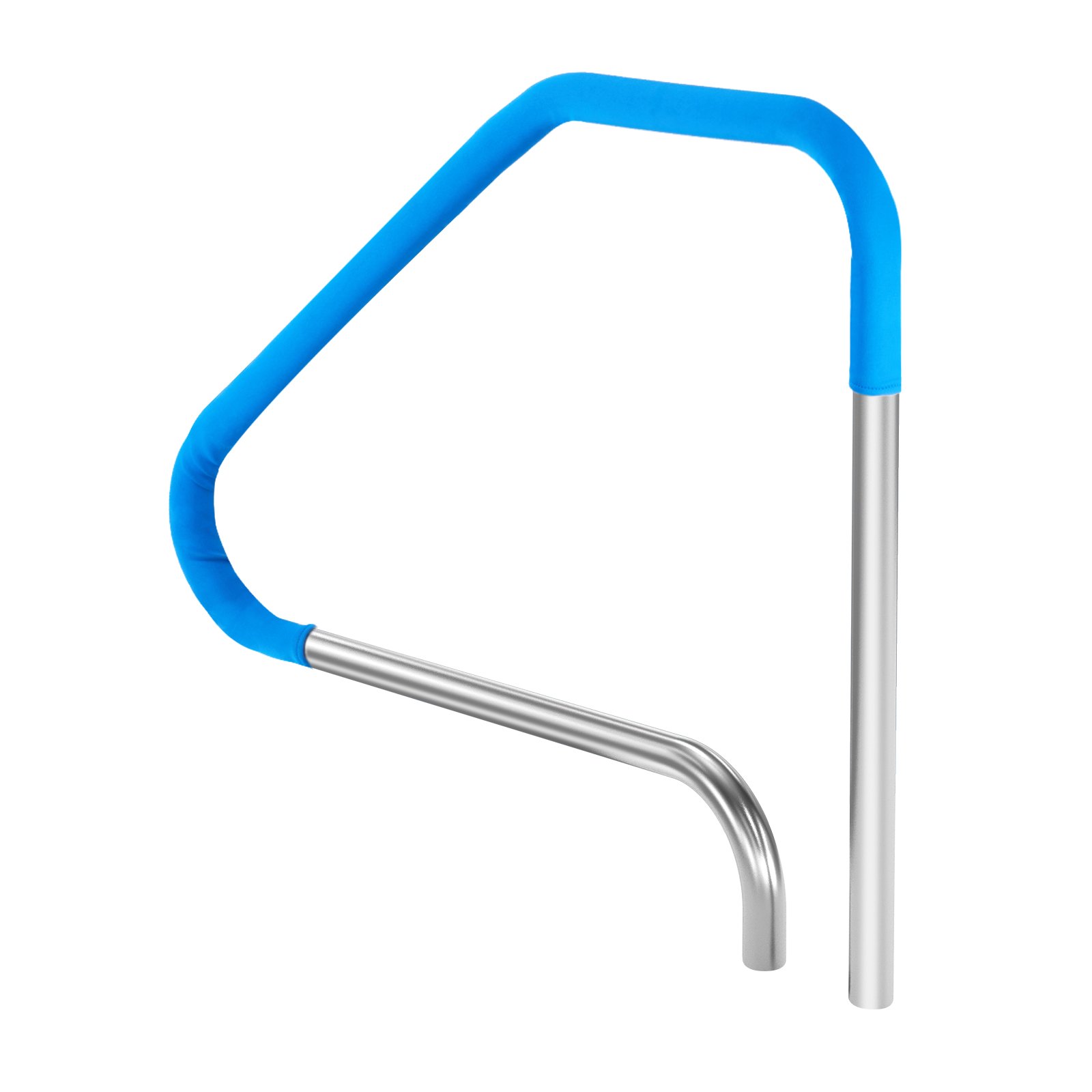 Pool Handrail,46 X 37 Inch Pool Railing, Stainless Steel (Pre-built) For Indoor/Outdoor Pools,Swimming Pool Railing For Decks,Rust-Proof Grab Bar With Blue Grip Cover&Accessories For Spas - Image 1
