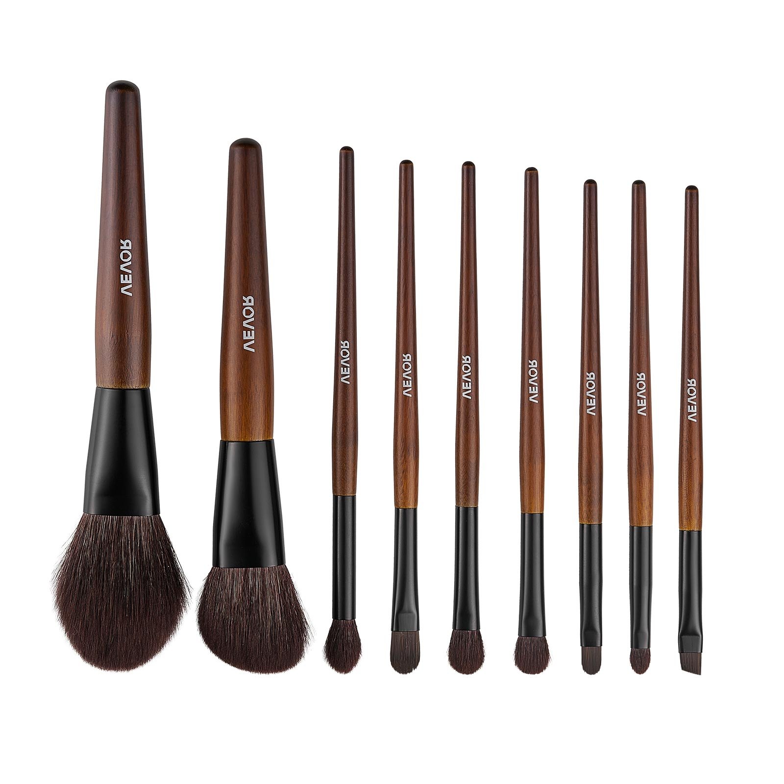 9-Piece Makeup Brush Set For Foundation Blending Eyeshadow, Professional Makeup Brush Kit With Soft Natural Wool & Vegan Synthetic Bristles, Ergonomic Wood Handle, Travel-Friendly Storage Bag