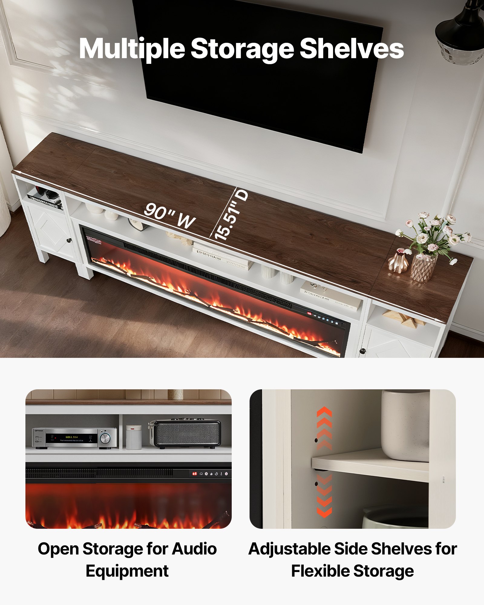 Fireplace TV Stand — Farmhouse Fireplace TV Stand for TVs Up — photo 5