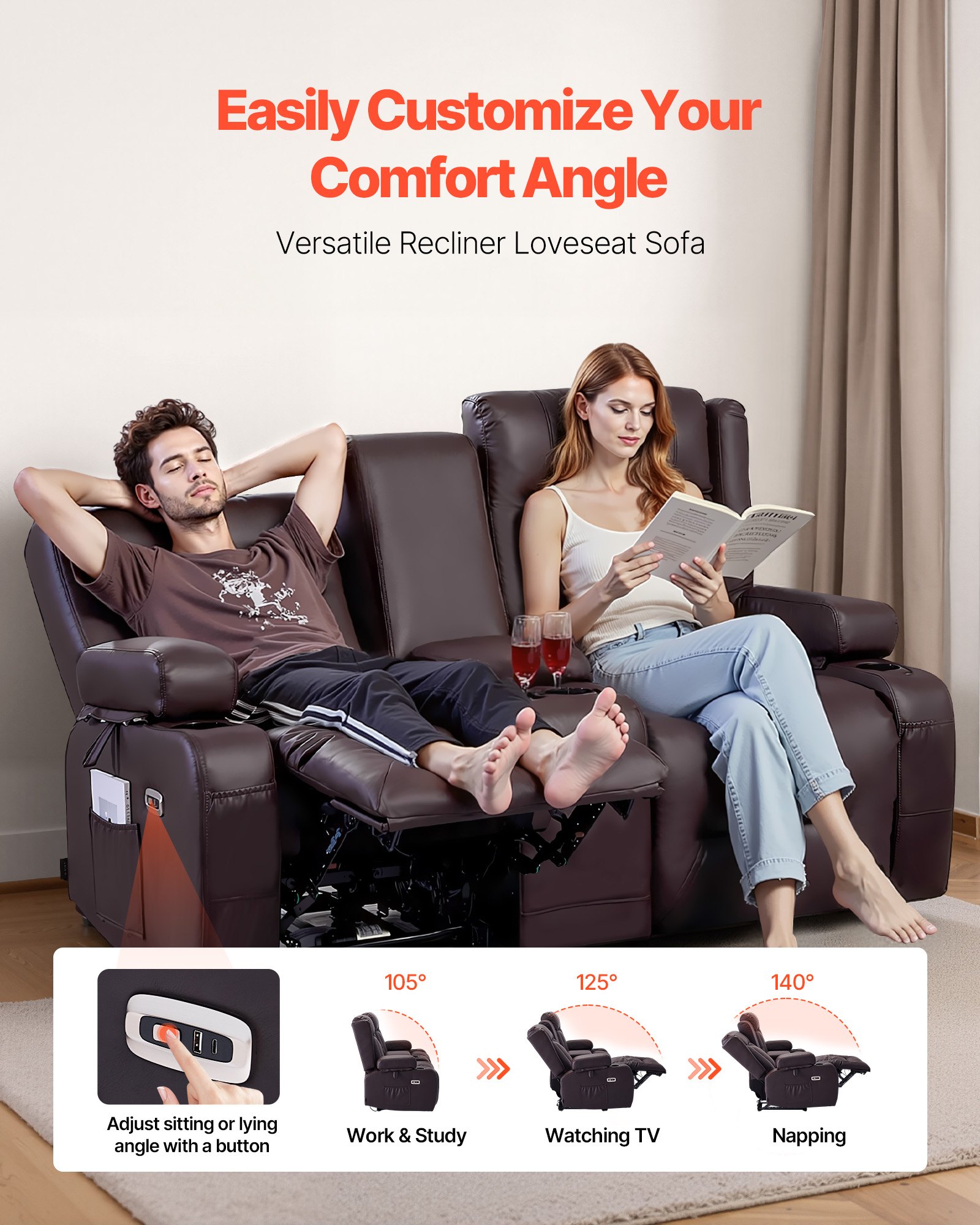 Loveseat Recliner Sofa β Power Reclining Couch with Heating β photo 2