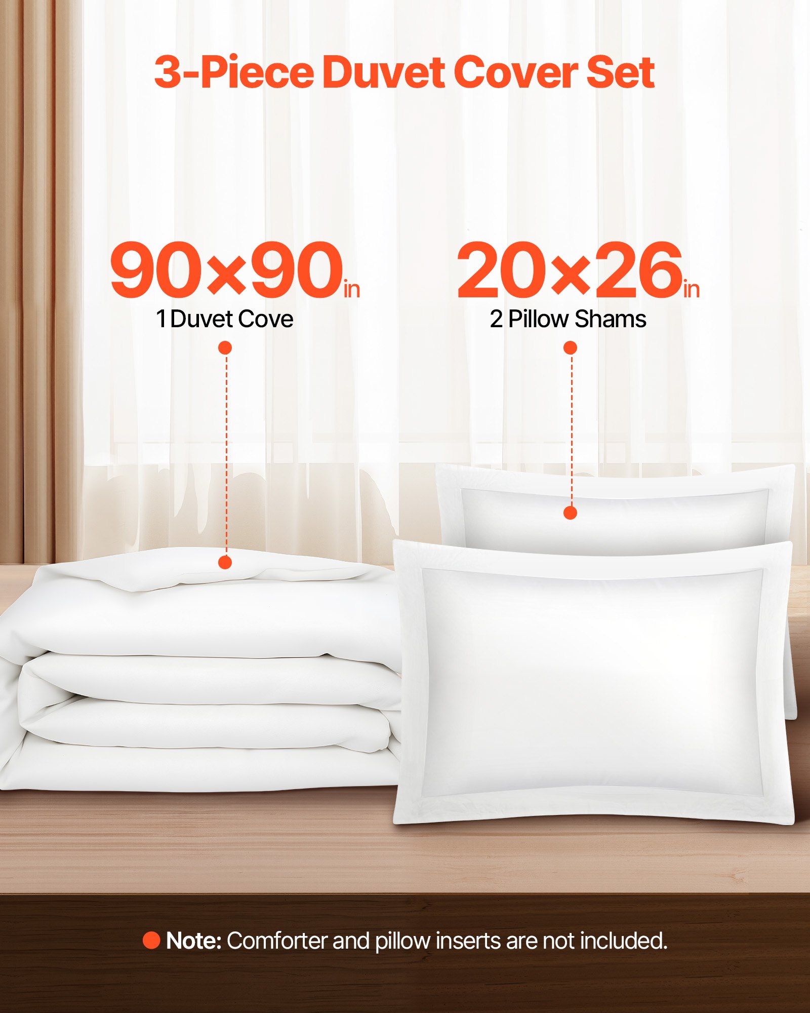 Queen Duvet Cover Set, 100% Cotton, 3 Pieces Bedding Set Queen Size With 1 Duvet Cover 90 X 90 In And 2 Pillow Shams 20 X 26 In, Soft Breathable, Double Zipper Closure, For Home Bedding, White_voghion.com
