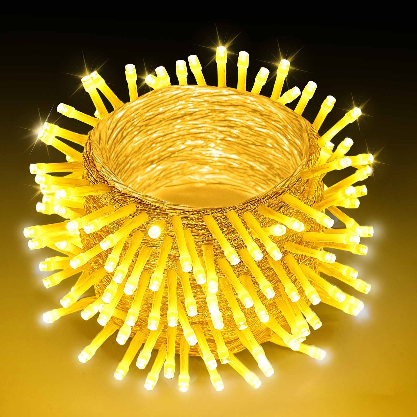 LED Christmas String Lights, 200 LED, 76 Ft Connectable Warm White Christmas Lights Outdoor, With 8 Modes, Auto Timer, Twinkle Fairy Lighting Plug In, Waterproof For Tree Yard Patio Decoration - Image 1
