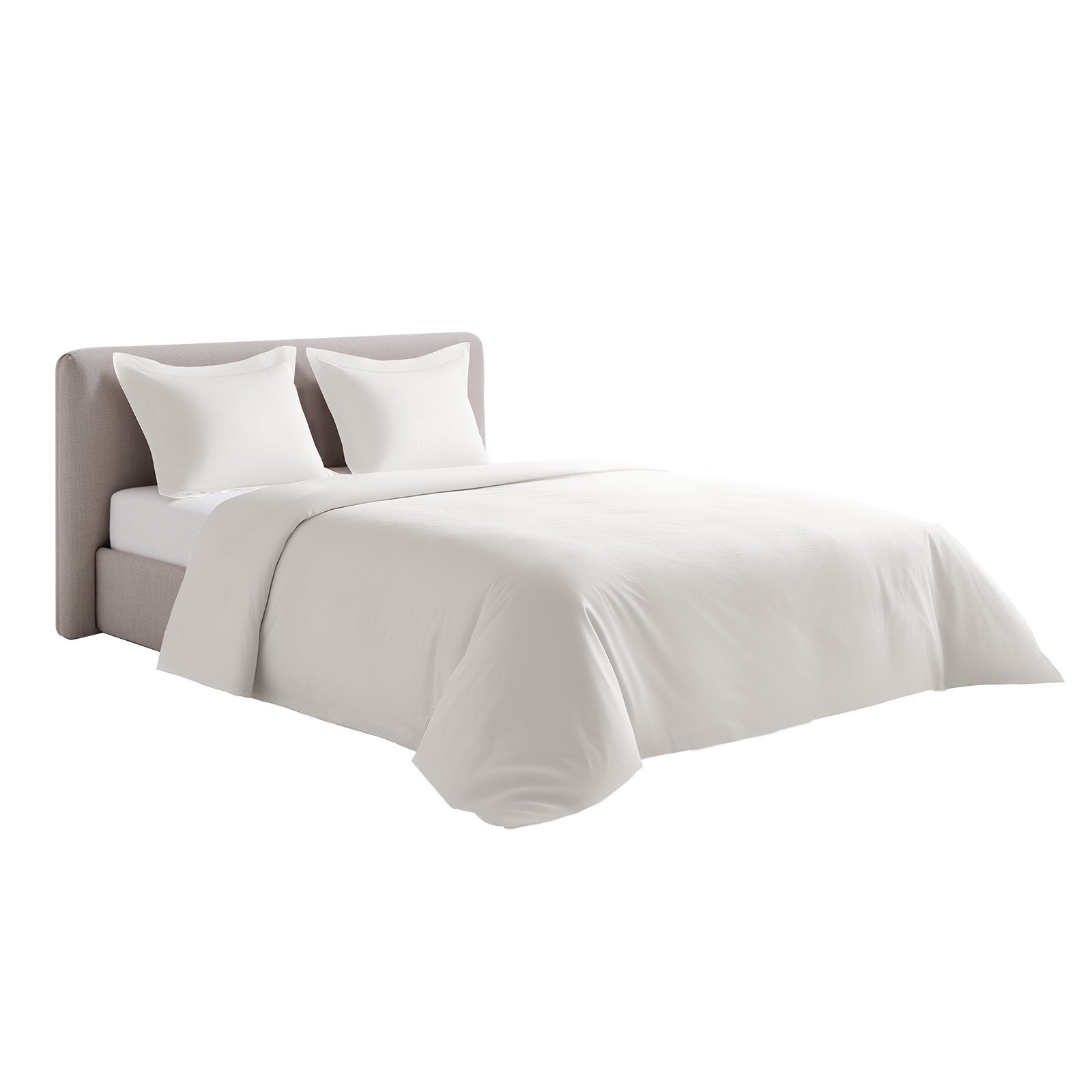 White Queen Cotton Duvet Cover Set 3 Piece Bedding For Home_voghion.com