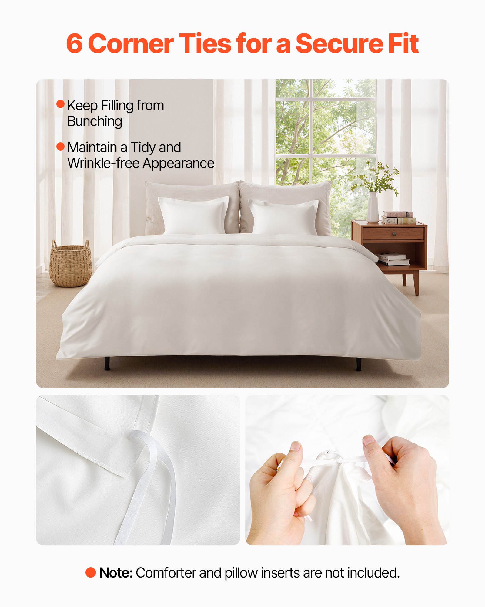 Queen Duvet Cover Set, 100% Cotton, 3 Pieces Bedding Set Queen Size With 1 Duvet Cover 90 X 90 In And 2 Pillow Shams 20 X 26 In, Soft Breathable, Double Zipper Closure, For Home Bedding, White_voghion.com