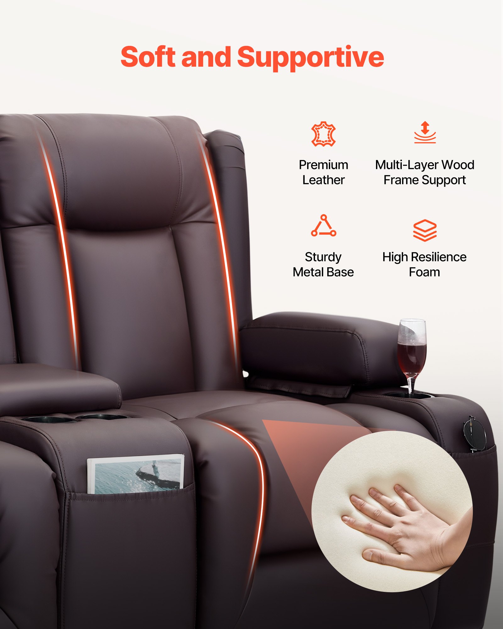 Loveseat Recliner Sofa β Power Reclining Couch with Heating β photo 5