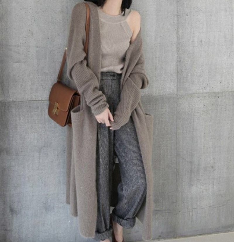 Thick Knitted Cardigan Casual Lazy Sweater Coat New Women