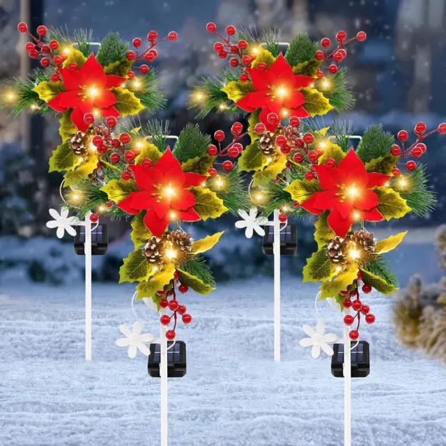 Solar Christmas Tree Pink, Outdoor Christmas Decorations, 80 LED Waterproof Solar Christmas Lights, Multicolor Xmas Tree Lights For Outside Holiday... 4Packchristmascross - Shop at LoveMi