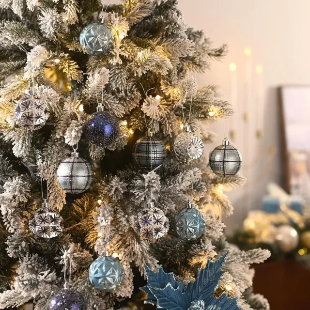 Ornaments For Christmas Trees, 16ct 2.36 Inches White And Silver Shatterproof Christmas Tree Decorations, Luxury Hanging Ball Ornaments For Xmas Ho... Navybluesilver - Shop at LoveMi