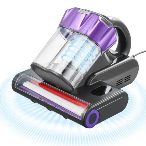 Mattress Vacuum Cleaner, 550W Bed Vacuum Cleaner With 18Kpa Powerful Suction And Dual Dust Bin, HEPA Filter & Heating, Ultrasound Tech & Cleaning Lights, Handheld For Bed, Sofa, Corded, Gray