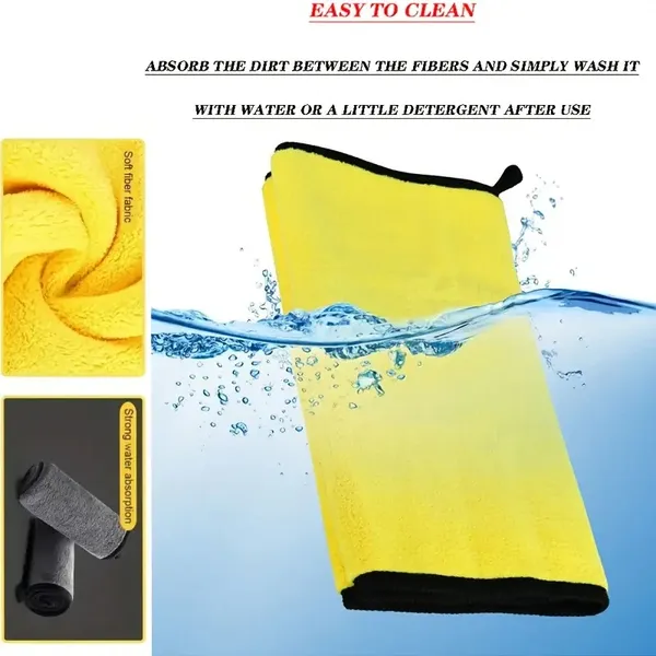Thickened Coral Velvet Microfiber Car Wash Towel - Instant Absorption & Quick-Dry, Scratch-Free For All Cars, High-Quality Non-Woven Fabric, Reinforced Seams, Multi-Surface Use For Home & Aut