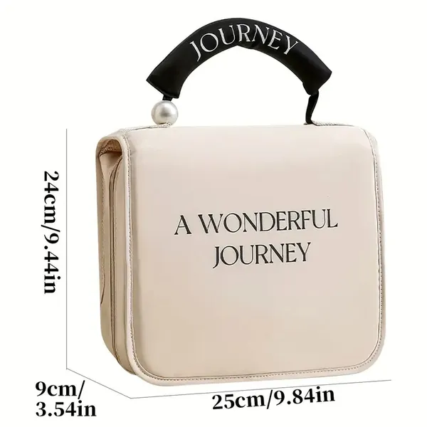 Women'S Pearl Portable Cosmetic Bag, Business Travel Hook Cosmetic Bag, Cosmetic Bag Large Capacity, Toilet Bag With Hook, Suitable For Toiletries, Cosmetics, Brushes And Other Items