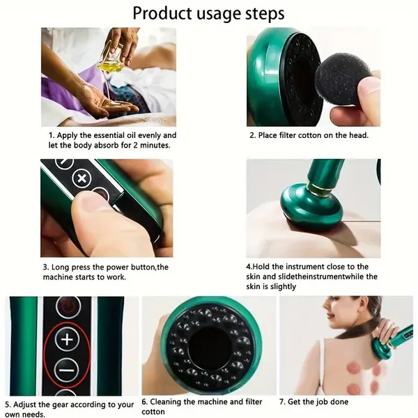 Cupping Massager, 12-level Body Scraping Tool, Cupping Tool. USB Rechargeable, Equipped With 1800mAh Lithium Battery, Available In White, Green, Gray (upgraded Version Suitable For Scraping)