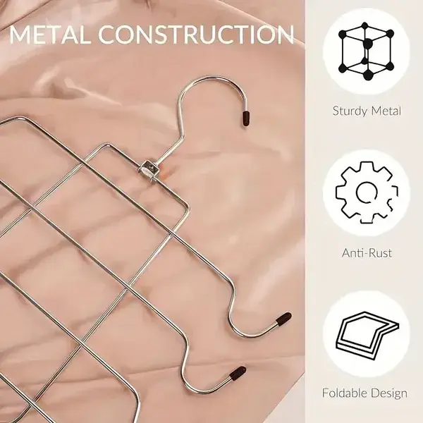 8-Layer Space-Saving Stainless Steel Underwear & Bras Organizer Hanger - Polished Metal Clothes Hanger With Anti-Slip Design, Vertical Hanging Storage For Wardr