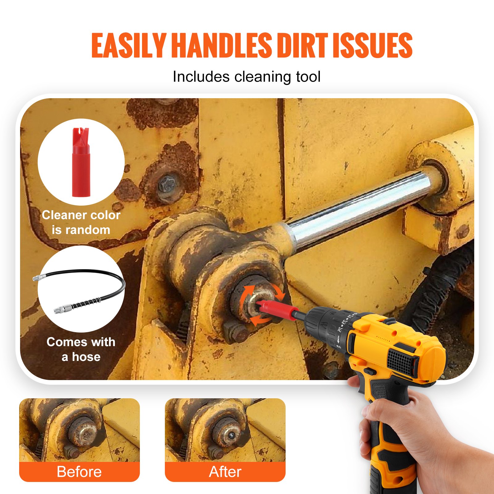 Grease Gun Coupler, 10000 PSI High Pressure, 3-Jaw Locking, Quick Release Grease Gun Tip With Hose/Zerk Fittings Cleaner/Leak-Proof Cap, Compatible With All Grease Guns 1/8" NPT Grease Fittings_voghion.com