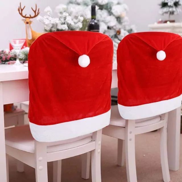 Red Hat Dining Chair Slipcovers,Christmas Chair Back Covers Kitchen Chair Covers For Christmas Holiday Festival Decoration Red - Shop at LoveMi