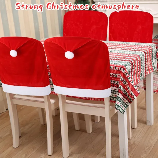 Christmas Chair Covers,Red And White Santa Claus Hat Chair Back Cover Christmas Chair Slipcovers For Xmas Kitchen Dinning Room Bar Decoration Holid... 4Pcs - Shop at LoveMi