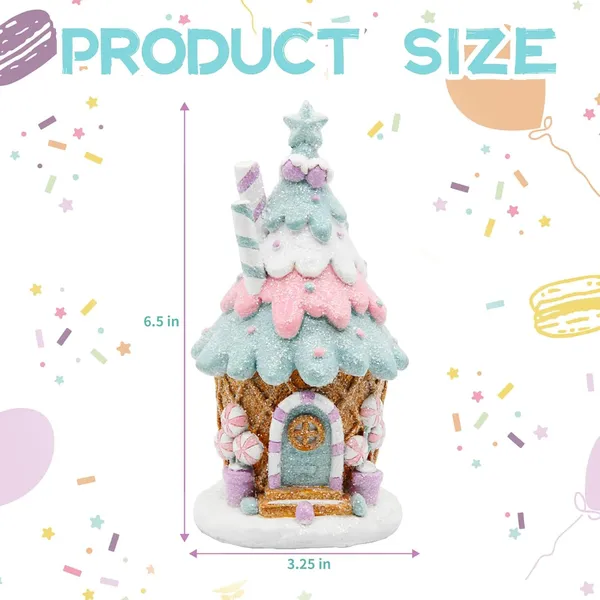 Gingerbread House Decorations, Pastel Pink Gingerbread Christmas Decor, Christmas Resin Ginger Bread Treehouse Decorations Indoor, Xmas Tabletop Village Houses Decor_voghion.com