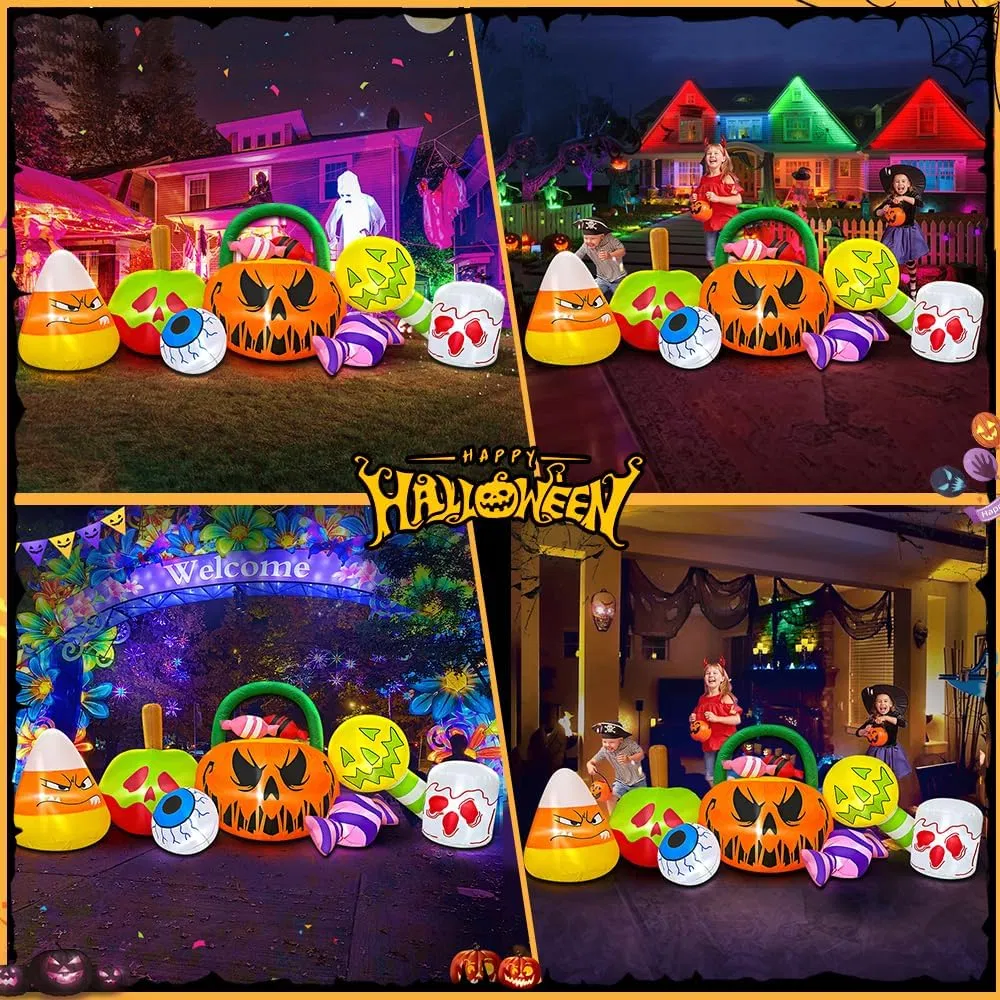 10 FT Halloween Inflatable Outdoor Decorations Pumpkin Ghost Combo, Halloween Decorations Outdoor Inflatable Bow Up Pump