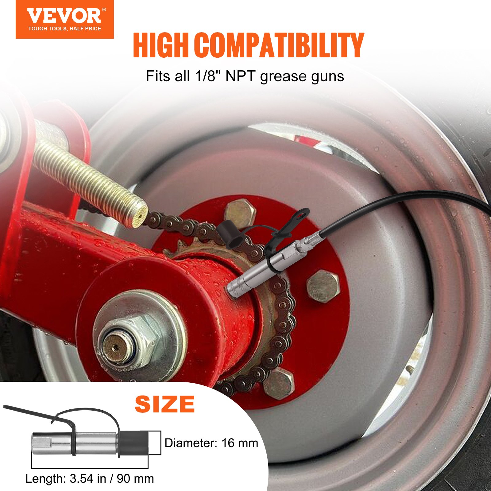 Grease Gun Coupler, 10000 PSI High Pressure, 3-Jaw Locking, Quick Release Grease Gun Tip With Hose/Zerk Fittings Cleaner/Leak-Proof Cap, Compatible With All Grease Guns 1/8" NPT Grease Fittings_voghion.com