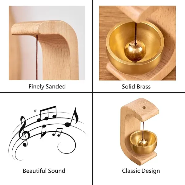 Magnetic Door Chime Bell, Wooden Shopkeepers Bell For Door Opening - Ding Ding Sound