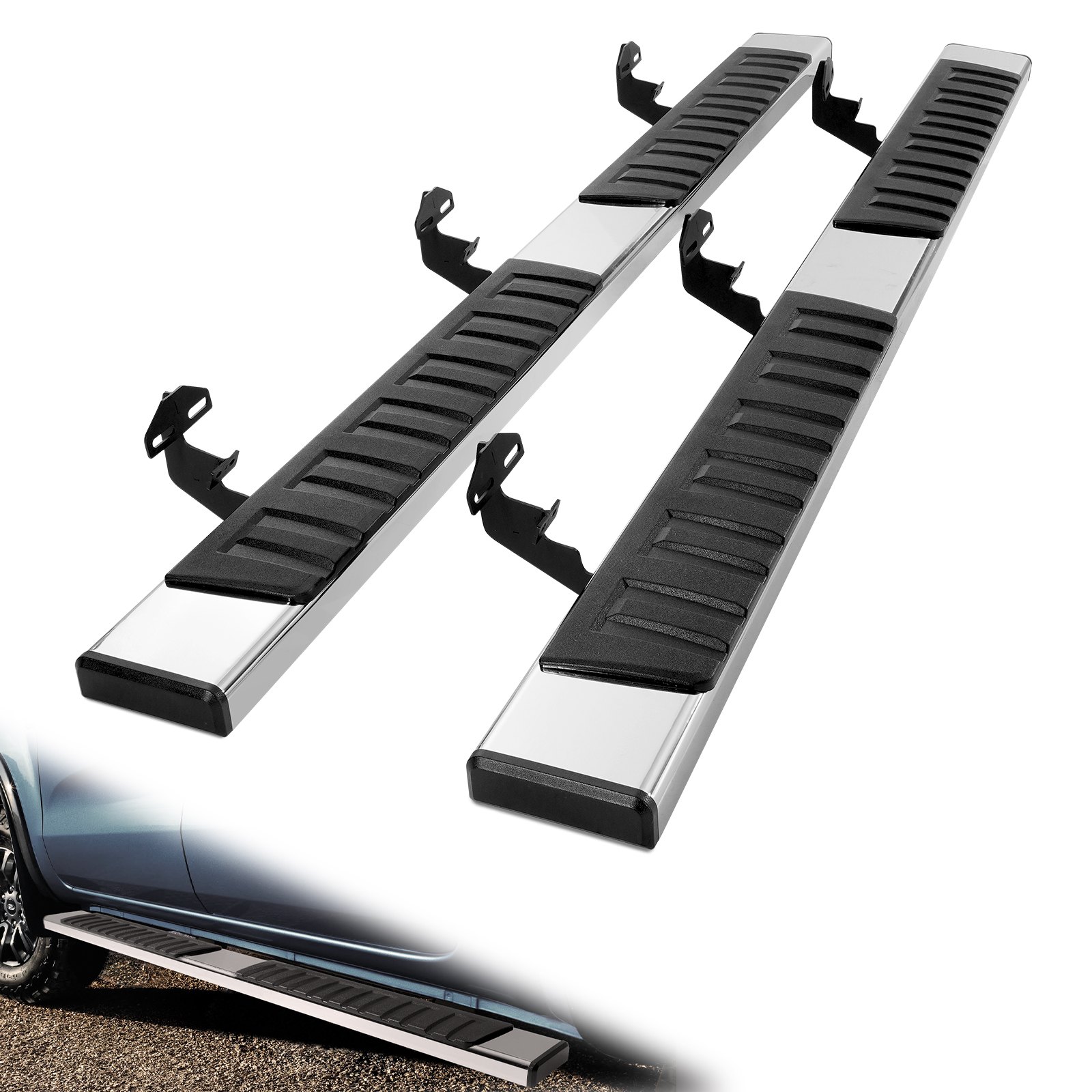 Running Boards, 6' Step Bars Compatible With 2009-2018 Dodge Ram 1500 2010-2023 Ram 2500 3500 Includes 2019-2023 Classic Crew Cab, 201 Stainless Steel Side Steps Nerf Bars, 500LBS, 2 PCS