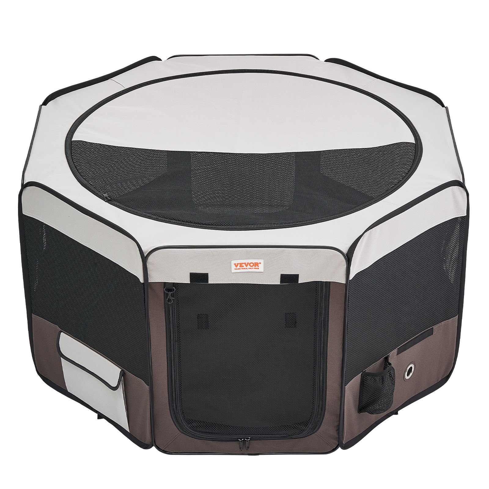 Foldable Pet Playpen, 46 Inch Portable Dog Playpen, Crate Kennel For Puppy, Dog, Cat, Premium Waterproof 600D Oxford Cloth, Removable Zipper, For I... Brown - Shop at LoveMi