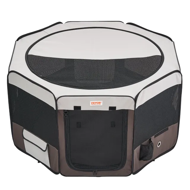 Foldable Pet Playpen, 46 Inch Portable Dog Playpen, Crate Kennel For Puppy, Dog, Cat, Premium Waterproof 600D Oxford Cloth, Removable Zipper, For I... Brown - Shop at LoveMi