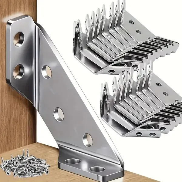 140pcs Heavy Duty Angle Brackets With Screws - 90° Angle Brackets, Scratch Resistant, Easy To Install On Furniture And Wooden Frames