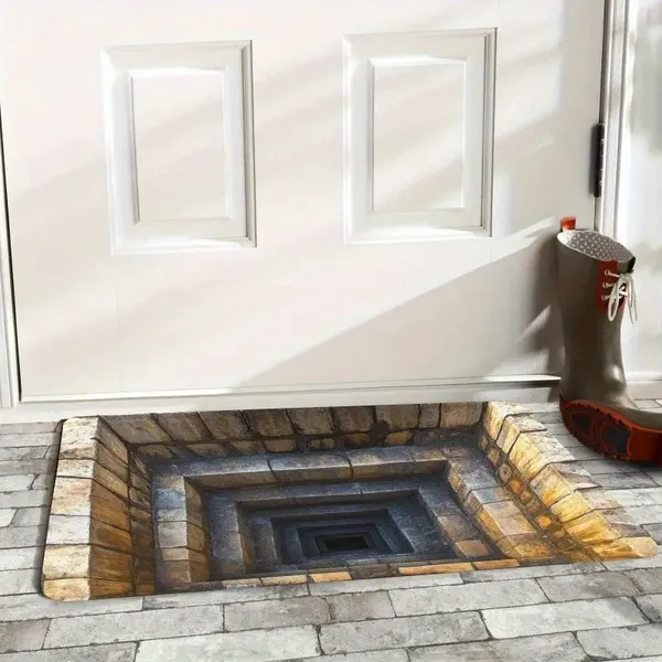 3D Optical Illusion Doormat - Non-slip Rubber Backing, Easy To Clean And Durable, Suitable For Indoor/outdoor Use, Fantastic Stone Step Design, Perfect For Front Door, Entrance, Bedroom Or La