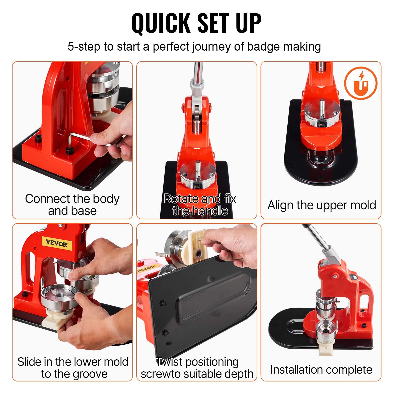 Button Maker Machine, 75 Mm (3 Inch) Badge Punch Press Kit, Children DIY Gifts Pin Maker, Button Making Supplies With 500pcs Button Parts & Circle Cutter & Magic Book