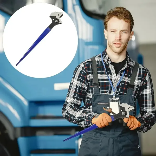 4-in-1 Multi-Function Adjustable Spud Wrench | C-Shaped Dual Head | Titanium Alloy | Universal Fit | Hammer & Crowbar Integration | Professional Grade For Industrial & Automotive Maintenance