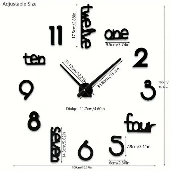 Huge Frameless Big Wall Clock, Modern Home Decoration, SuitGiant Frameless Wall Clock, Modern Home Decoration, Suitable For Living Room, Kitchen, Bedroom, Interior Decoration Giant Frameless 